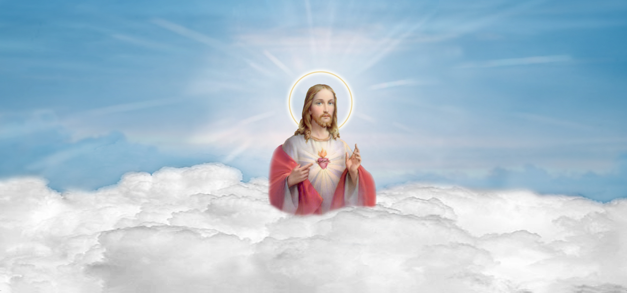 Sacred Heart Clouds Blue